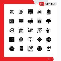 Universal Icon Symbols Group of 25 Modern Solid Glyphs of coding speaker party megaphone web Editable Vector Design Elements