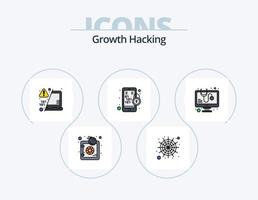 Hacking Line Filled Icon Pack 5 Icon Design. laptop bug. warn. antivirus. transfer. decode vector