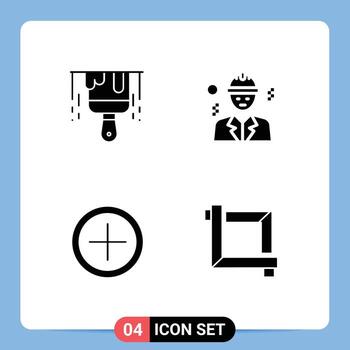 Modern Set of 4 Solid Glyphs and symbols such as brush user avatar construction design Editable Vector Design Elements