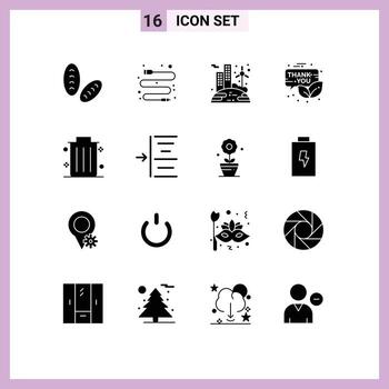 16 Universal Solid Glyphs Set for Web and Mobile Applications office business solar thanksgiving newsletter Editable Vector Design Elements