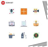 Pack of 9 creative Flat Colors of baby online camera management analysis Editable Vector Design Elements