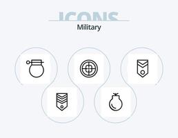 paquete de iconos de línea militar 5 diseño de iconos. militar. medalla. Insignia. licencia. raya vector