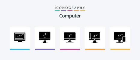 paquete de iconos de glifo 5 de computadora que incluye . imac.. diseño de iconos creativos vector