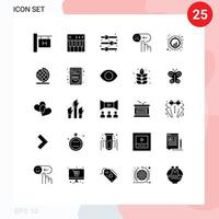 paquete de 25 signos y símbolos de glifos sólidos modernos para medios de impresión web, como gráfico, elemento de diseño triste, calificación de emoción, elementos de diseño vectorial editables vector