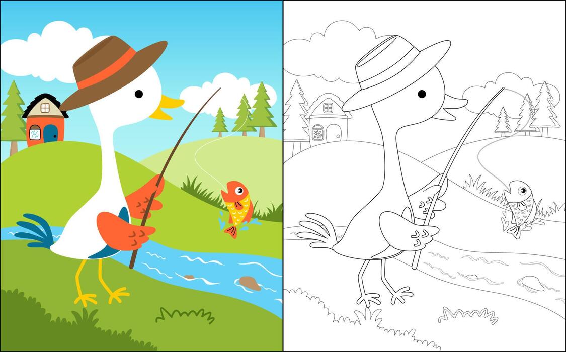 Fishing Coloring Book Vector Art, Icons, and Graphics for Free Download