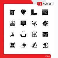 Universal Icon Symbols Group of 16 Modern Solid Glyphs of education php geometry development coding Editable Vector Design Elements