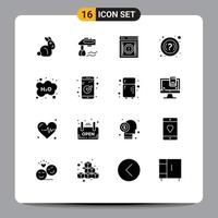 Pictogram Set of 16 Simple Solid Glyphs of learning cloud internet support faq Editable Vector Design Elements