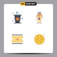 4 Flat Icon concept for Websites Mobile and Apps drink cinema tickets back to school brain movie tickets Editable Vector Design Elements