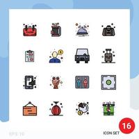 símbolos de iconos universales grupo de 16 líneas llenas de colores planos modernos del día del padre papá notificación de bolsa de golf elementos de diseño de vectores creativos editables