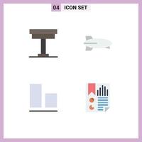 Pack of 4 Modern Flat Icons Signs and Symbols for Web Print Media such as chair align interior plane vertical Editable Vector Design Elements