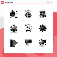 Modern Set of 9 Solid Glyphs Pictograph of pot money scandinavia growth computer Editable Vector Design Elements