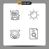 Universal Icon Symbols Group of 4 Modern Filledline Flat Colors of chat spa team sun hr Editable Vector Design Elements