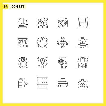 Modern Set of 16 Outlines and symbols such as speedometer filters food filter park Editable Vector Design Elements
