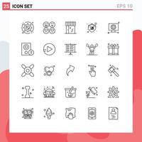 conjunto de 25 iconos de interfaz de usuario modernos signos de símbolos para tiendas de informática compras de comercio electrónico comprar elementos de diseño de vectores editables