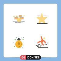 4 Thematic Vector Flat Icons and Editable Symbols of drum idea kit hollywood light Editable Vector Design Elements