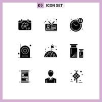 grupo de símbolos de iconos universales de 9 glifos sólidos modernos de equipos dispositivos de tarjetas de empleados eléctricos servicio elementos de diseño de vectores editables