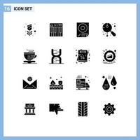 User Interface Pack of 16 Basic Solid Glyphs of instrument chinese music asian page Editable Vector Design Elements