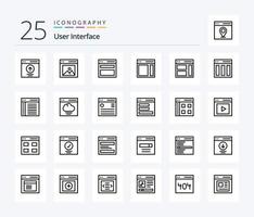 User Interface 25 Line icon pack including right. communication. picture. menu vector
