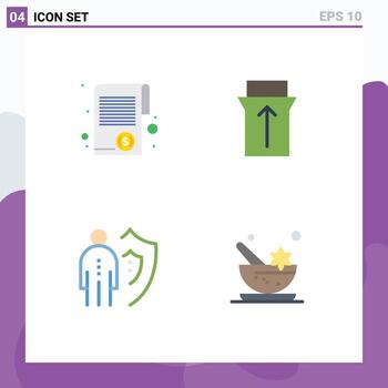 4 User Interface Flat Icon Pack of modern Signs and Symbols of document job tax slide person Editable Vector Design Elements