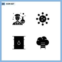 Set of 4 Modern UI Icons Symbols Signs for scientist can scientist cell cylinder Editable Vector Design Elements