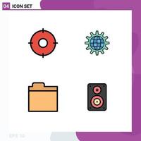 Filledline Flat Color Pack of 4 Universal Symbols of circle work target develop files Editable Vector Design Elements