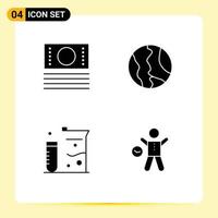 4 Thematic Vector Solid Glyphs and Editable Symbols of cash flasks global world science Editable Vector Design Elements