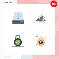 Pictogram Set of 4 Simple Flat Icons of archive lock down development security Editable Vector Design Elements