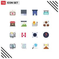 Modern Set of 16 Flat Colors and symbols such as shopping ecommerce holiday supermarket board Editable Pack of Creative Vector Design Elements