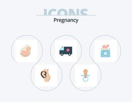 paquete de iconos planos de embarazo 5 diseño de iconos. . obstetricia. tonto. embarazada. bebé vector