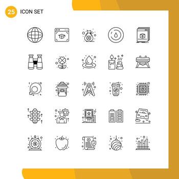 Stock Vector Icon Pack of 25 Line Signs and Symbols for application software bag of clover water nature Editable Vector Design Elements