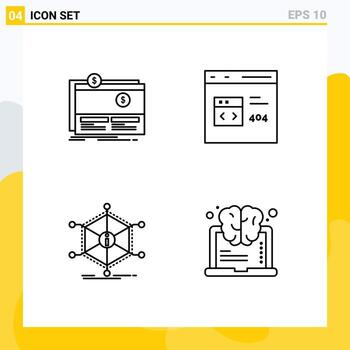 4 Line concept for Websites Mobile and Apps crowdfunding development platform browser help Editable Vector Design Elements