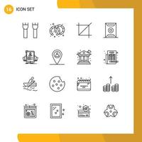 16 User Interface Outline Pack of modern Signs and Symbols of resume sports crop sport field Editable Vector Design Elements