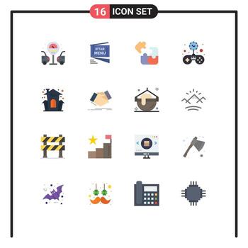 paquete de interfaz de usuario de 16 colores planos básicos de castillo juego de negocios sólido paquete cuadrado editable de elementos creativos de diseño de vectores