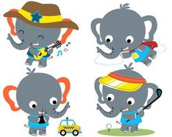 Vector set of elephant cartoon in different action