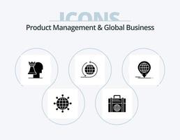 Product Managment And Global Business Glyph Icon Pack 5 Icon Design. global. business. business. global. global business vector