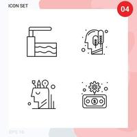 4 Creative Icons Modern Signs and Symbols of pool mind ecology logical stationary Editable Vector Design Elements