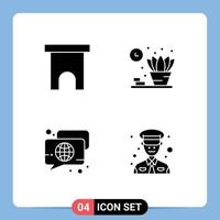 Universal Icon Symbols Group of 4 Modern Solid Glyphs of building chat shop living speech Editable Vector Design Elements