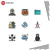 Universal Icon Symbols Group of 9 Modern Filledline Flat Colors of box storage sale file document Editable Vector Design Elements