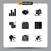 9 Solid Glyph concept for Websites Mobile and Apps e communication analytics chat statistics Editable Vector Design Elements