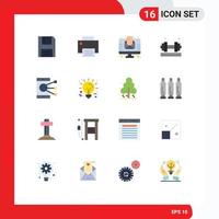 Pictogram Set of 16 Simple Flat Colors of gym fitness hardware dumbell newsletter Editable Pack of Creative Vector Design Elements