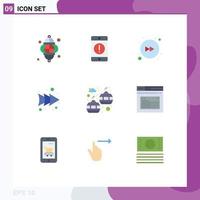 9 Universal Flat Color Signs Symbols of page chair lift error transportation right Editable Vector Design Elements