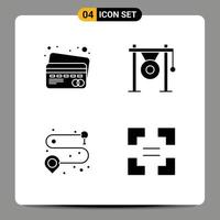 paquete de iconos de vector de stock de 4 signos y símbolos de línea para elementos de diseño de vector editables de pantalla completa de música de audio de carretera de tarjeta