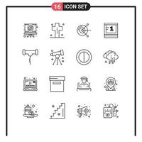 Set of 16 Vector Outlines on Grid for drink education tombstone study hard drive disk Editable Vector Design Elements