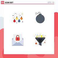 Pictogram Set of 4 Simple Flat Icons of accessories envelope lamps explosion filter Editable Vector Design Elements