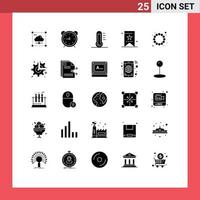 Modern Set of 25 Solid Glyphs Pictograph of education book timer green energy Editable Vector Design Elements