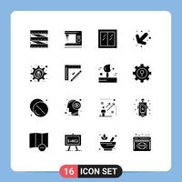 Editable Vector Line Pack of 16 Simple Solid Glyphs of setting lock house cyber crime down Editable Vector Design Elements