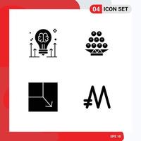 4 Creative Icons Modern Signs and Symbols of brain expand idea fruit view Editable Vector Design Elements