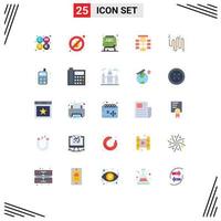 Universal Icon Symbols Group of 25 Modern Flat Colors of communication cable formula audio data Editable Vector Design Elements