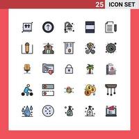 Pack of 25 creative Filled line Flat Colors of pencil file sauna extension data Editable Vector Design Elements