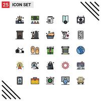 Universal Icon Symbols Group of 25 Modern Filled line Flat Colors of architecture monitor list medical place Editable Vector Design Elements
